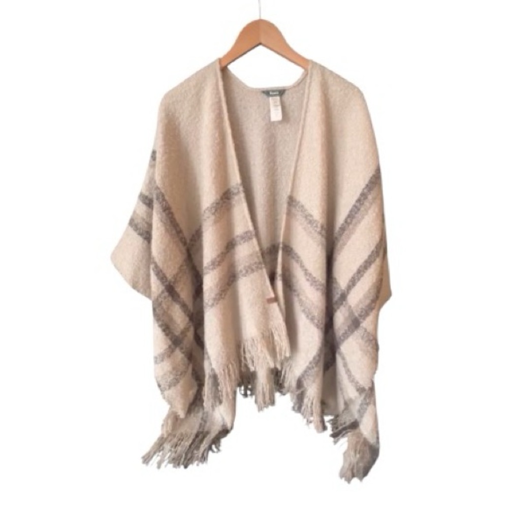 Roots Blanket Wrap Poncho Shawl Cozy Cabin Core Neutral Women’s One Size